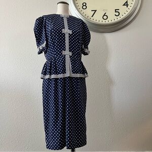 Vintage Navy Polka Dot Dress